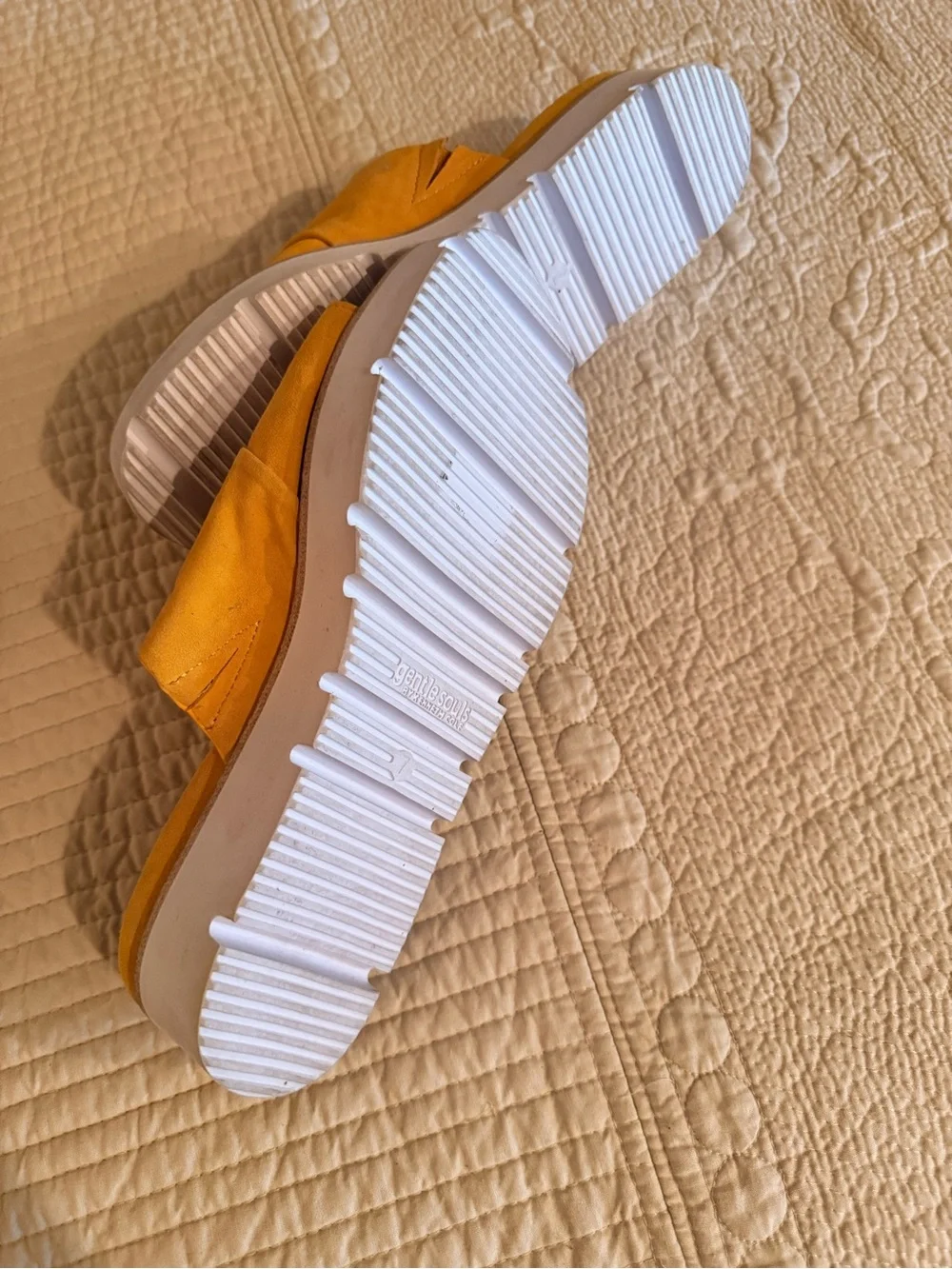 Gentle Souls Yellow Suede Slip-On Sandal